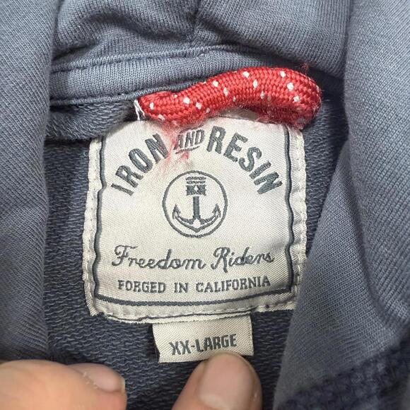 Iron & Resin Hoodie Mens 2XL Blue Classiccore - Picture 4 of 9